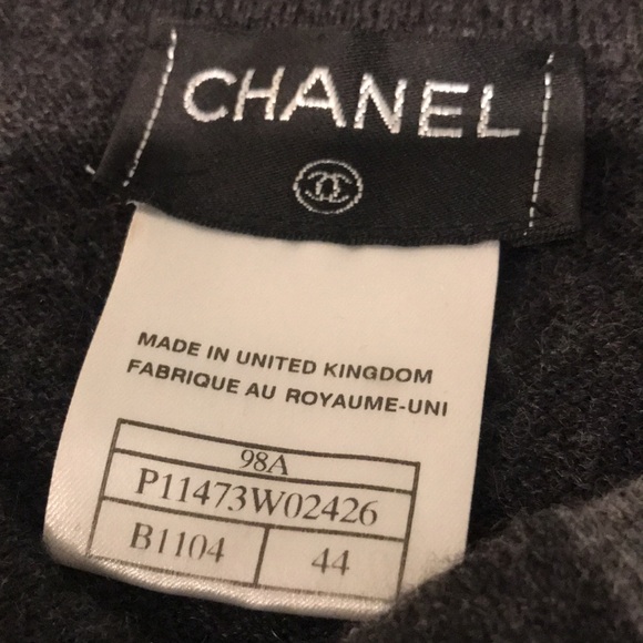 Chanel Cashmere Sweater Set Womens 44 Gray Cardigan 90s Luxury - Picture 9 of 14